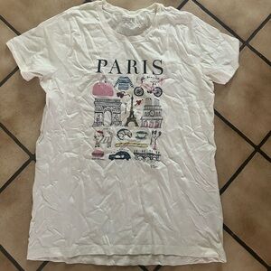 J. Crew Factory White Paris Graphic Short Sleeve Tee